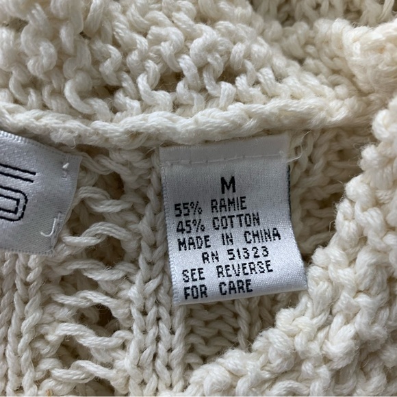 Vtg Chaus Longline Cable Knit Hobnail Sweater Womens M Ramie Cotton Cottage - Picture 13 of 17